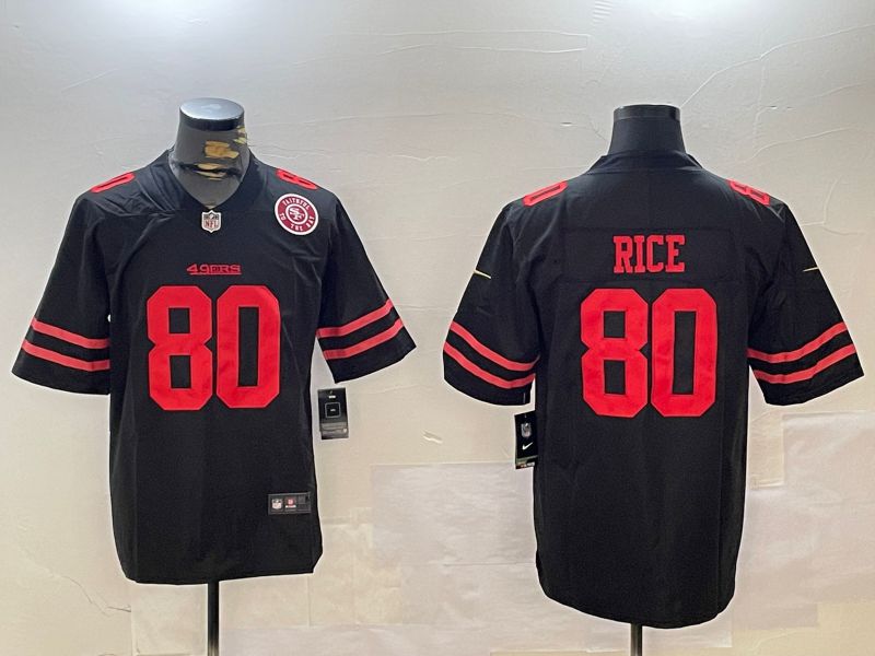 Men San Francisco 49ers #80 Rice Black Second generations 2024 Nike Limited NFL Jersey style 3->->